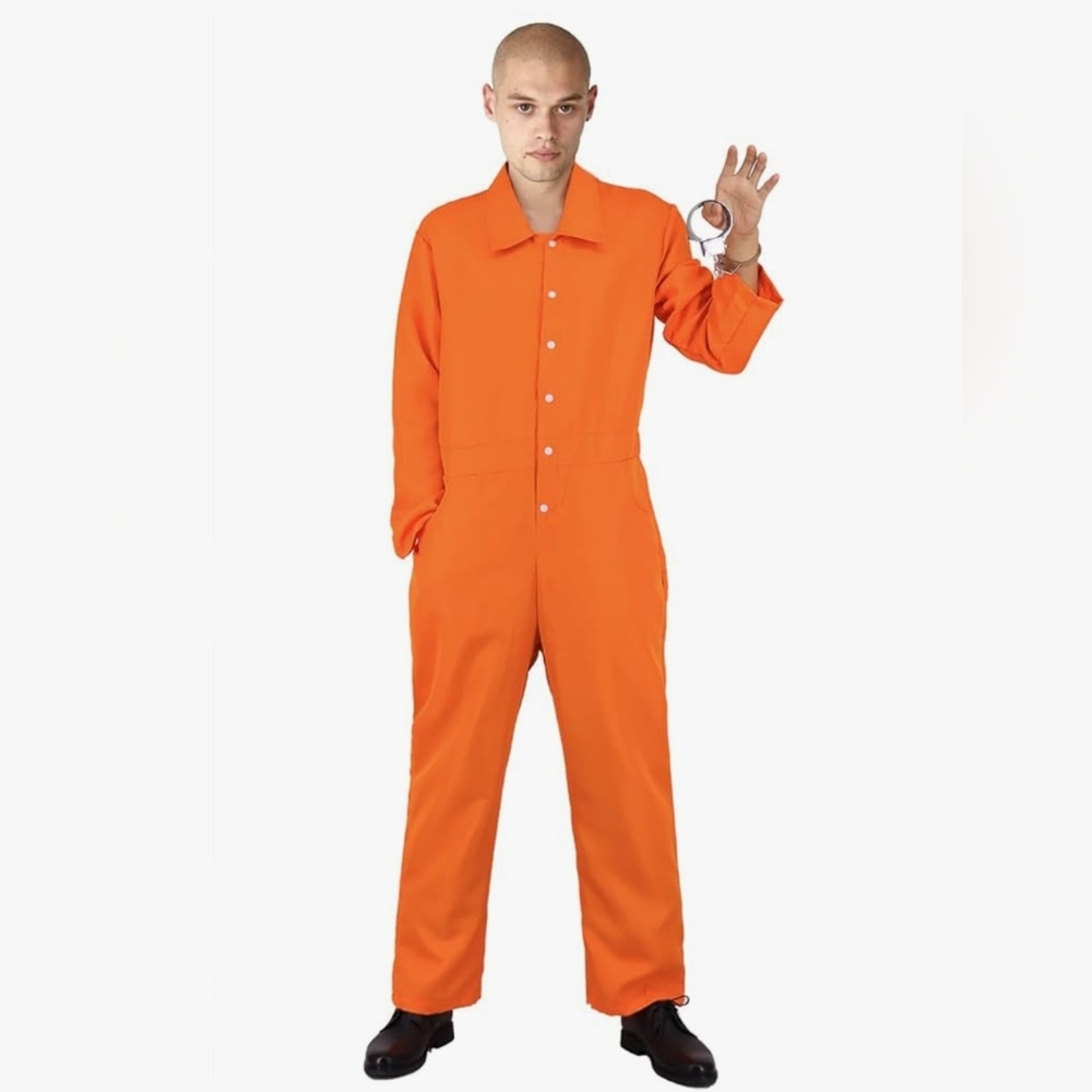 Orange Jumpsuit for Prisoner Costume Men Loose Comfortable PrisonJumpsuit Size M